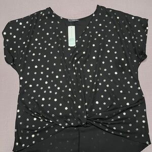 West Kei Stitch Fix Blouse Black with Golden Dot Accents Size L